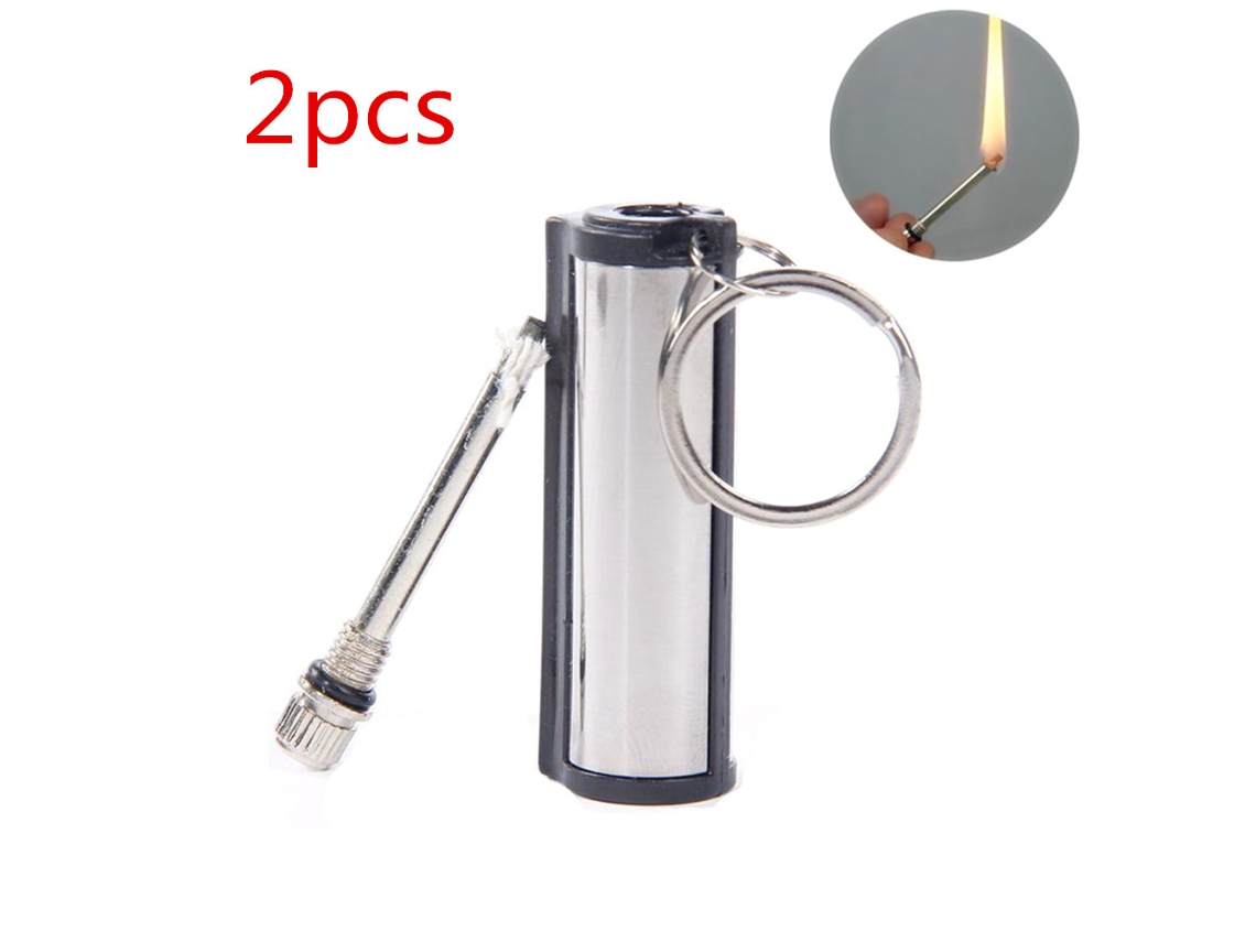 Juego De 2 Encendedores De Emergencia, Herramienta De Supervivencia Para Acampar Y Actividades Al Aire Libre, Encendedor De Pedernal Con Llavero.