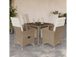Conjunto de bistró de jardín de 5 piezas con cojines de mimbre beige DKD Home Decor