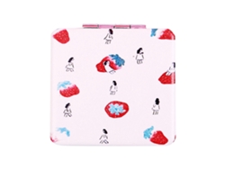 Espejo De Maquillaje Mini Portátil De Pu Fashion De Doble Cara