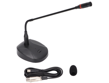 Micrófono con cable de cuello de cisne negro, micrófono alimentado por USB para conferencias, transmisión por computadora y juegos ZMDECQNA