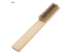 Juego De 12 Cepillos De Acero Con Mango De Madera Para Pulir, Lijar Y Limpiar.