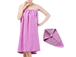Rebe-toalla De Baño Y Gorro Secador De Cabello Microfibra Absorbente Rápido Secado Elástico Suave Para Damas Hogar Spa Hotel Púrpura Claro