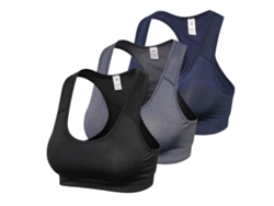 Pack De 3 Sujetadores Deportivos Con Espalda Cruzada Y Pelota Para Mujer - Fitness, Running Y Entrenamiento