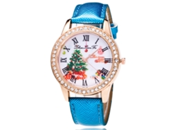 Reloj De Cuarzo Para Mujer, Edición Navideña Zlf-0072, Con Correa De Poliuretano Y Diamantes De Imitación (azul).