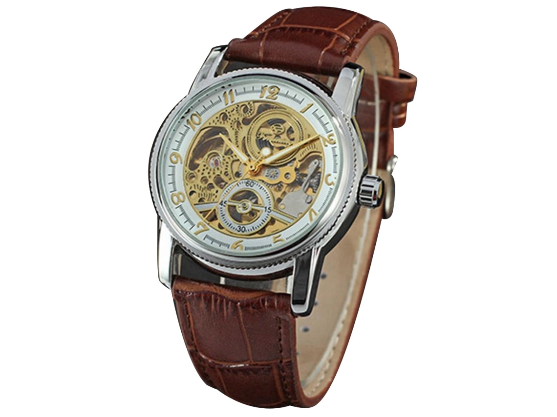 Reloj Automático Mecánico Para Hombre Forsining Con Dial Personalizado Plata Blanca