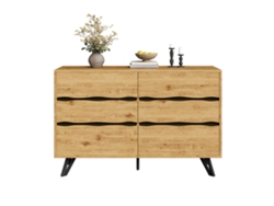 Aparador Con 6 Cajones, Madera, Patas De Metal, 120x40x75cm