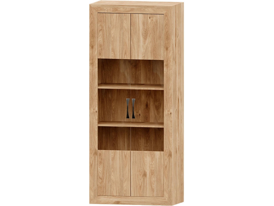 Vitrina MUEBLAM Niza (Roble y Negro - Melamina - 80x190x42 cm)
