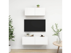 Conjunto de 2 muebles de TV con derivados de madera, blanco, DKD HOME DECOR
