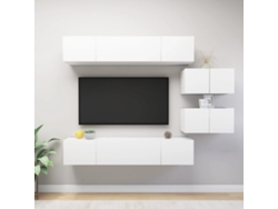 6 Piezas Conjunto De Moveis De Tv | Gabinete Tv | Armário Tv Derivados De Madeira Branco