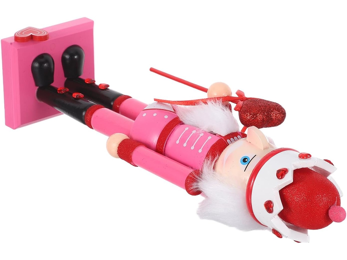 Figura De Madera De Cascanueces, Decoración Navideña Rosa Para Mesa, Escritorio O Chimenea.