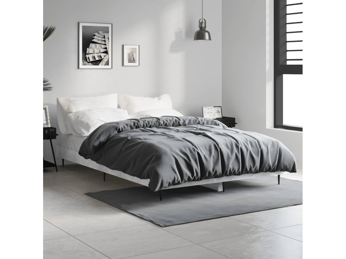 Estructura De Cama Madera De Ingeniería Gris Hormigón 120x190cm