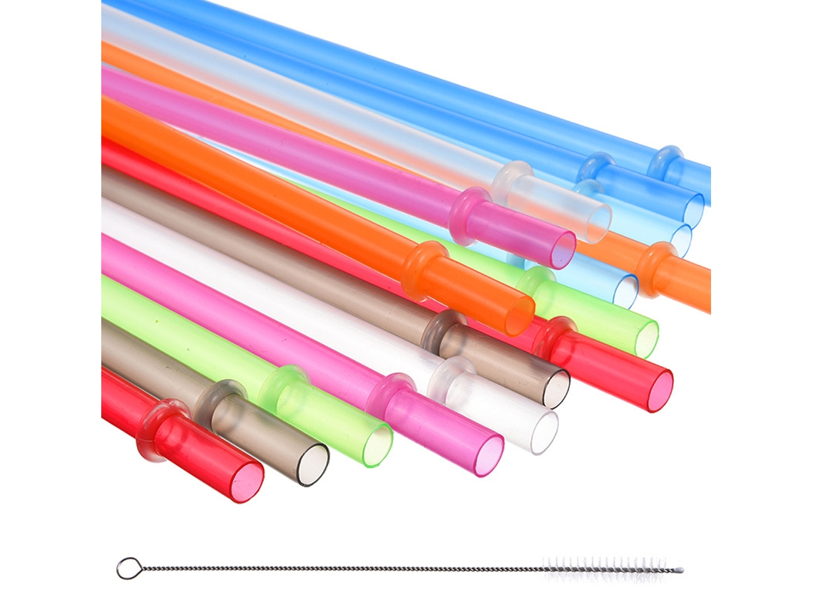 12 unidades de pajitas gruesas rígidas coloridas con asa y cierre, reutilizables, color sólido Kofihety
