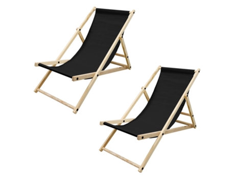 Set 2X Silla De Playa Madera De Pino 3 Posiciones De Reclinación ECD GERMANY