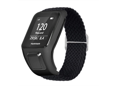 Correa de nailon tejido elástico ajustable para TomTom Runner 2/Runner 3/Spark/Adventurer - negro