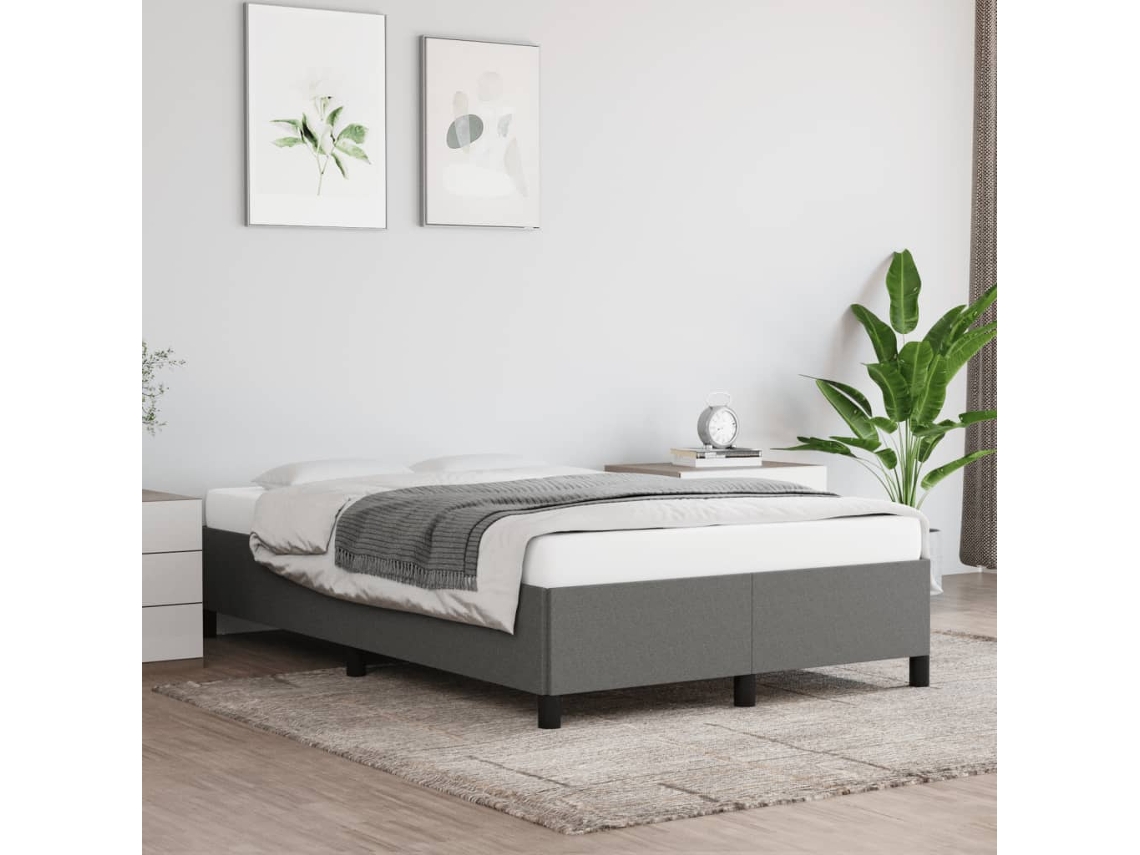 Estructura De Cama Sin Colchón Tela Gris Oscuro 120x190 Cm