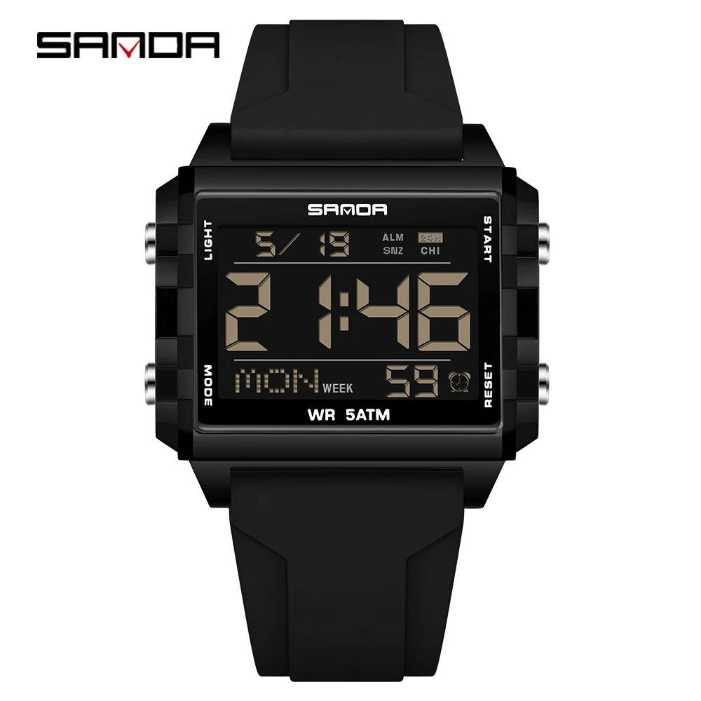 Reloj Digital (negro), Resistente Al Agua, Elegante Diseño Rectangular, Reloj Deportivo.