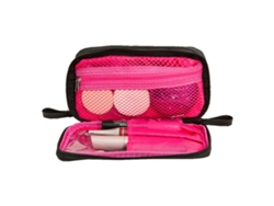 Neceser Con Doble Cremallera Y Compartimentos, Rosa, Interior Negro, Portátil, De Nailon.