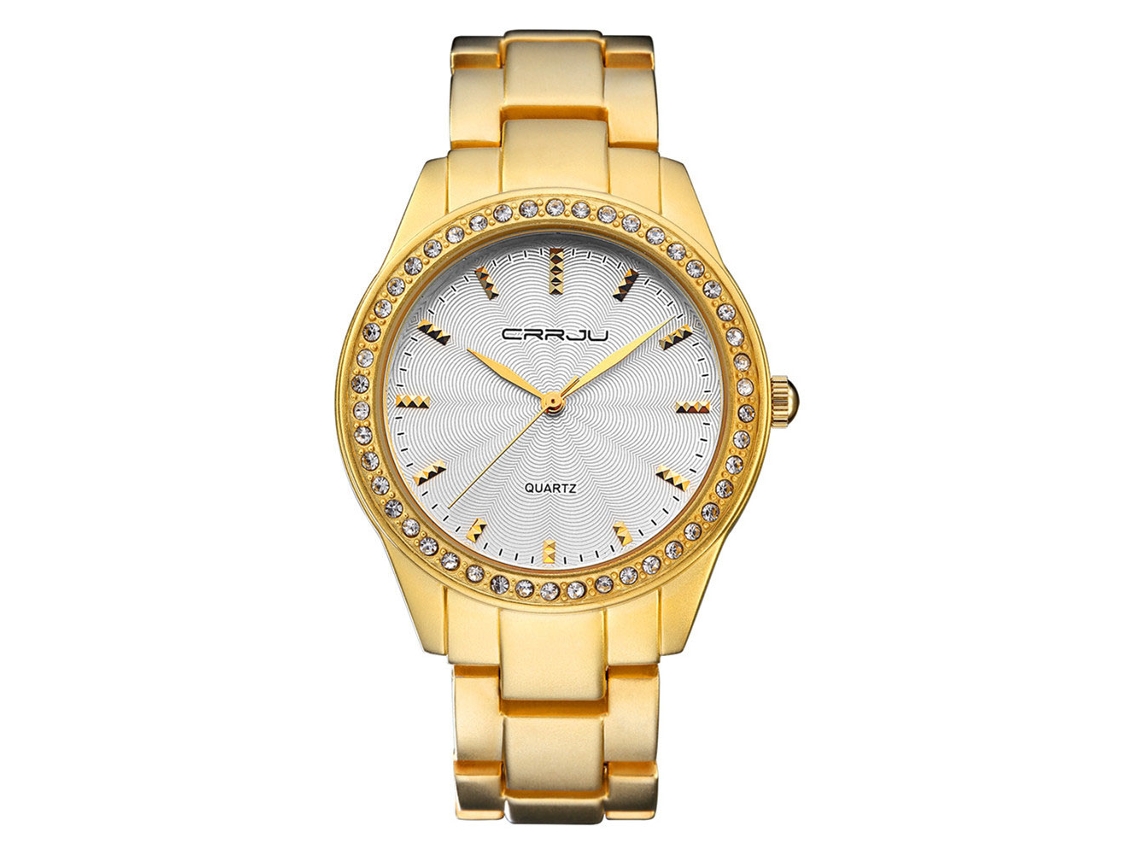 Reloj De Pulsera Para Mujer Con Diamantes De Imitación, Brazalete De Acero, Resistente Al Agua, Cuarzo, Dorado.