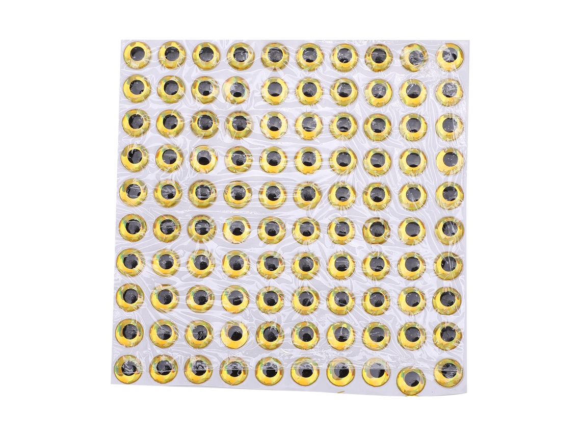 Juego De 100 Pegatinas Holográficas 3d Para Ojos De Señuelos De Pesca Artificiales, Color Dorado, 8 Mm.