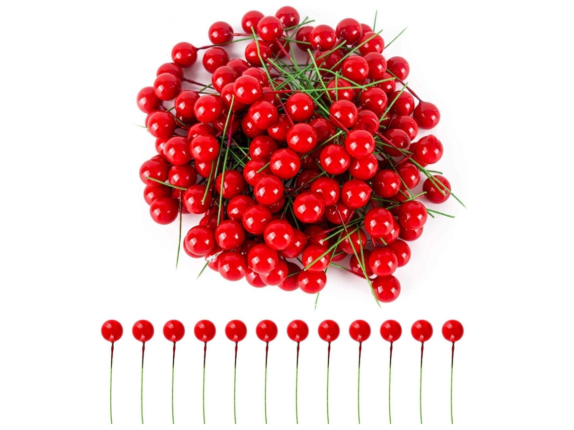 VVJIJILLY Bola De Natal Feita À Mão Fruta De Espuma Cereja Frutinha Vermelha Peônia Enfeite De Natal