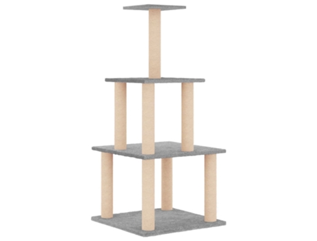 Rascador para gatos con postes de sisal gris claro 111 cm VIDAXL