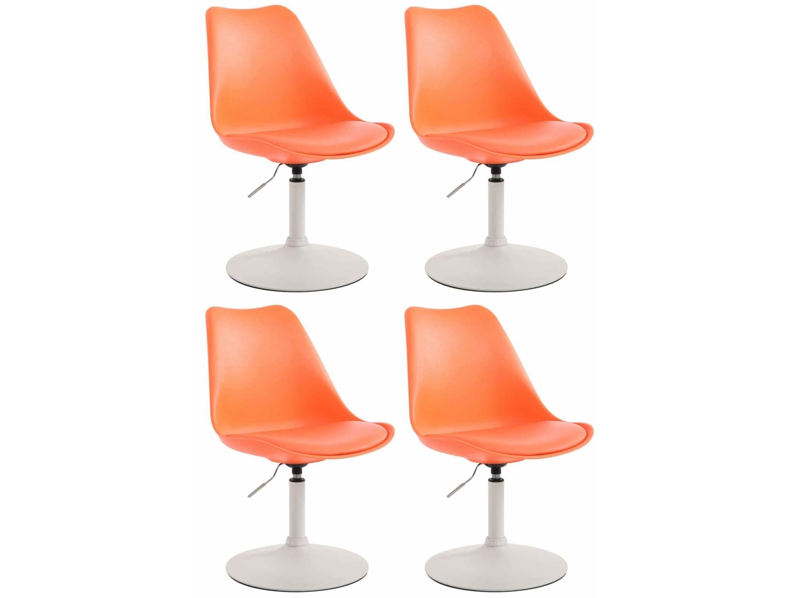 Juego de 4 sillas de comedor Maverick de plástico naranja/blanco CLP