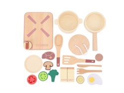 Ats-juguete De Cocina De Madera Para Niños Con Ollas, Platso, Cuchara, Tenedor Y Alimentos Juego De Cocina Infantil