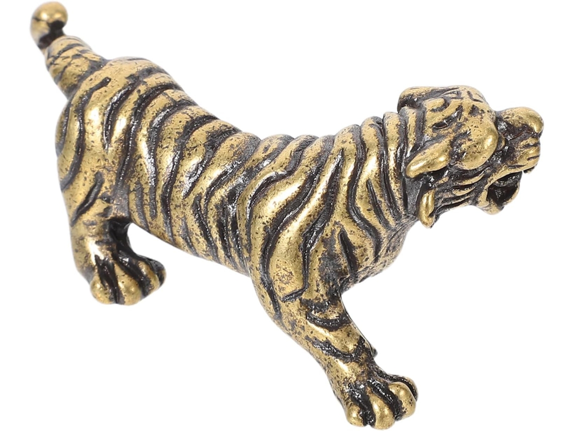 Figura Tigre Miniatura Latón Escultura Animal Decoración Hogar Oficina