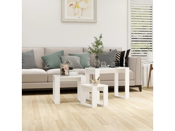 Mesas Apilables 3 Piezas Madera Contrachapada Blanco