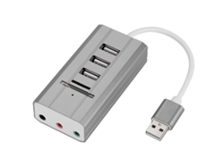 Tarjeta De Sonido Usb Externa All In One Hub Lector De Tarjetas Adaptador Interfaz De Audio Gris