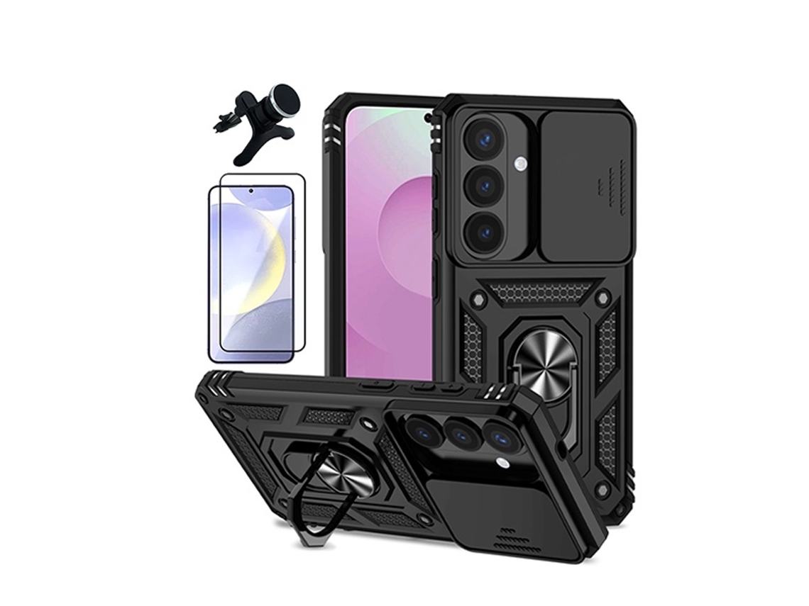 Kit Vidro Capa Magnetic Slide Window Suporte Reforçado Phonecare Para Samsung Galaxy S26 - Preto
