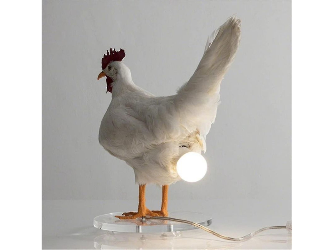 Lámpara De Noche De Resina Gallina Con Bombilla Arte Rústico Hogar Finca 14.5cm