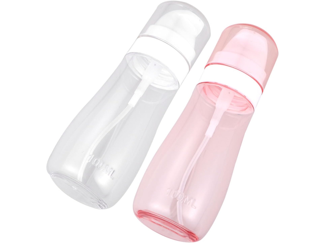 Juego De 2 Botellas De Plástico Recargables Con Pulverizador Para Lociones Cosméticas De Viaje.