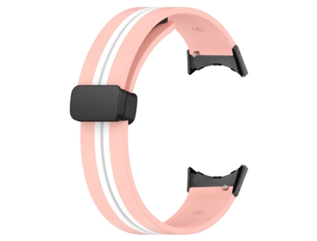 Correa de Silicona hebilla plateada bicolor para Google Pixel Watch - rosa/blanco