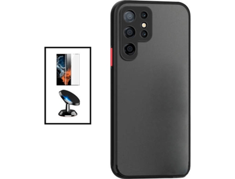 Kit Carcasa Trasera Protección Cámara + Protector de Pantalla Samsung Galaxy S22 Ultra 5G GIFT4ME Negro