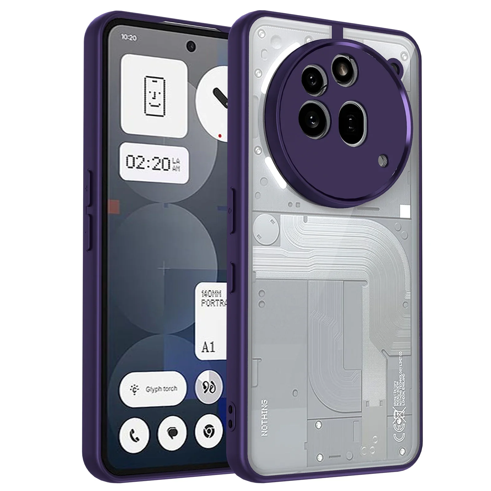 (morado, Nothing Phone (2a)) Funda Protectora Anticaídas De Pctpu Con Placa Trasera Rígida, Transparente Y Ultrafina.
