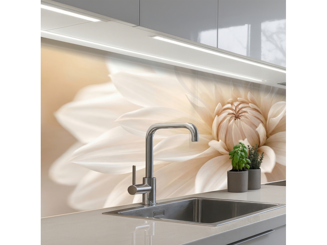 Salpicaderos De Cocina Flor - Dalia - Blanco 150x60 Cm