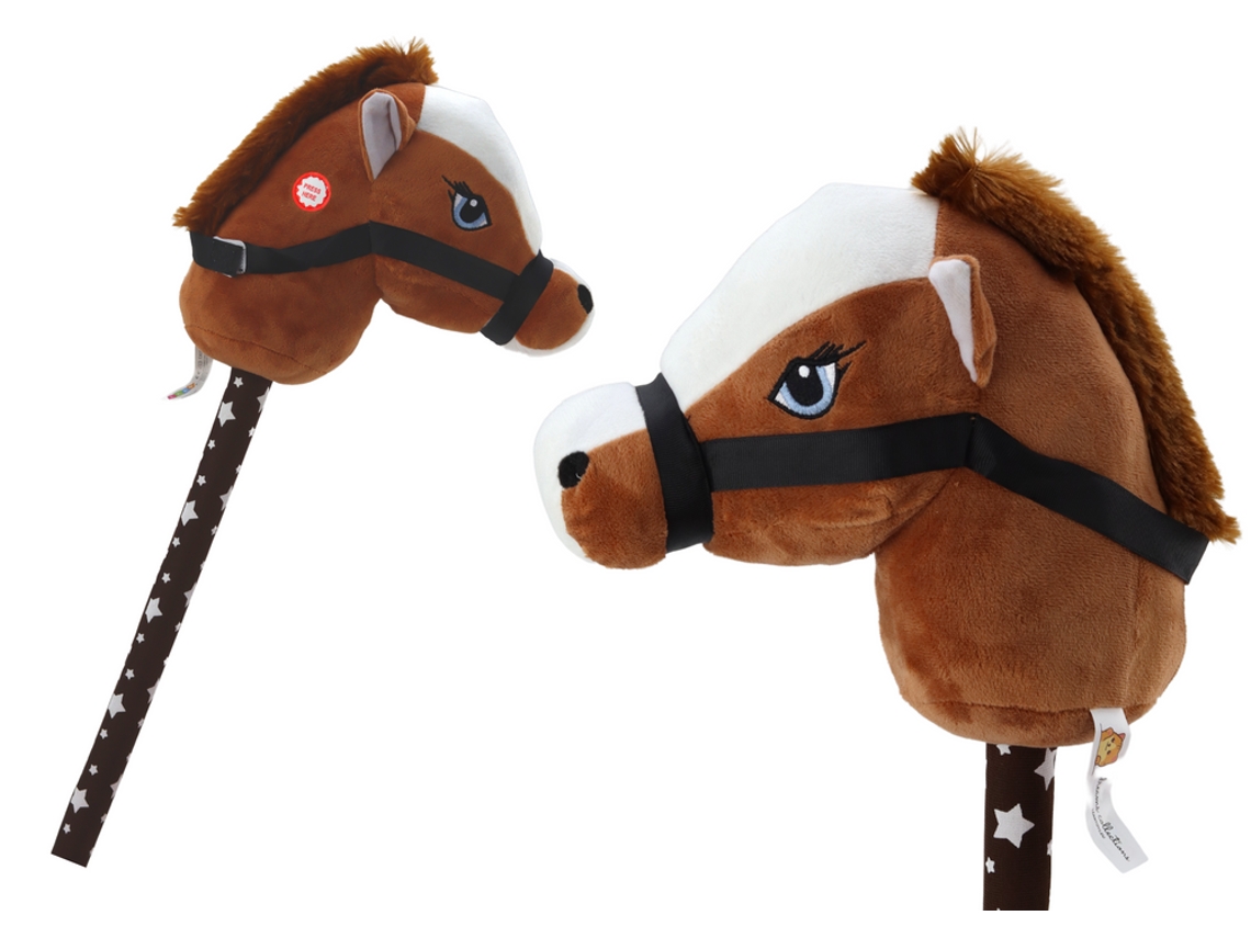 Cabeza de caballo rellena en un palo Caballo de pelo corto marrón oscuro para caminar Sonidos de caballos B.active