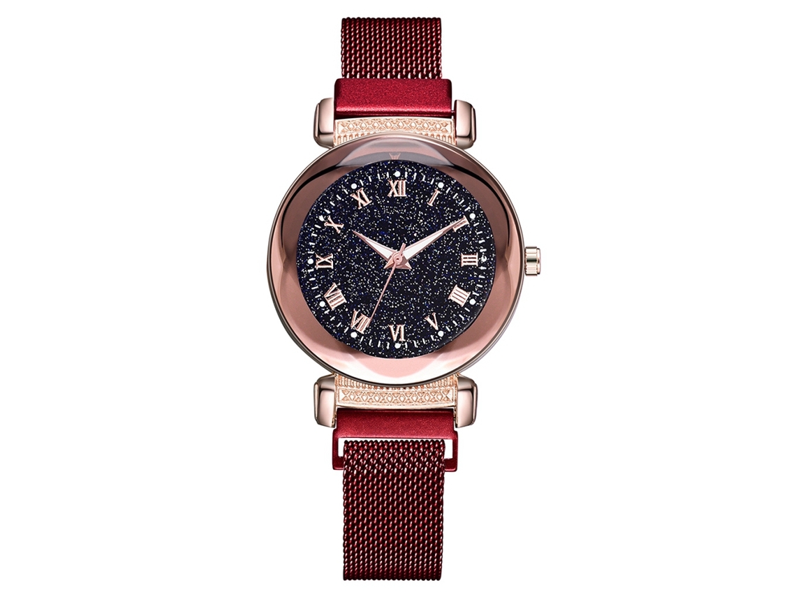 Reloj De Pulsera De Cuarzo Para Mujer, Estilo Casual, Esfera Redonda Roja.