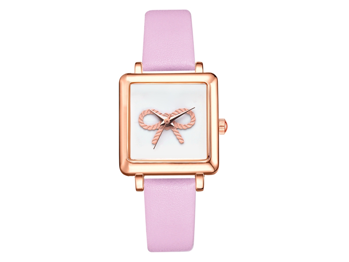 Reloj Casual De Aleación Para Mujer Lvpai P713 Con Correa De Pu Y Esfera Cuadrada Blanca Y Rosa.