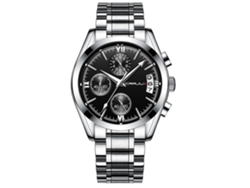 Reloj De Cuarzo Para Hombre Con Brazalete De Acero Inoxidable Y Tres Zonas Horarias (plateado Y Negro).