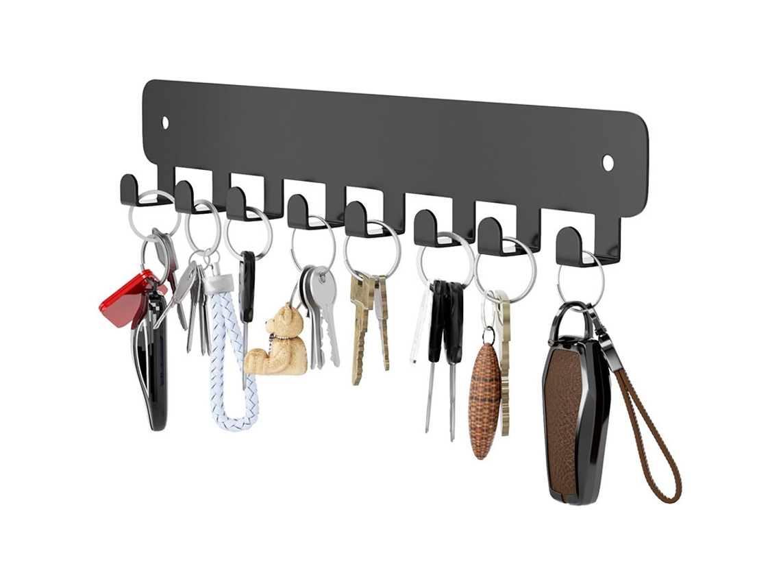 Soporte De Pared Para Llaves Con 8 Ganchos - Negro - Tommy01