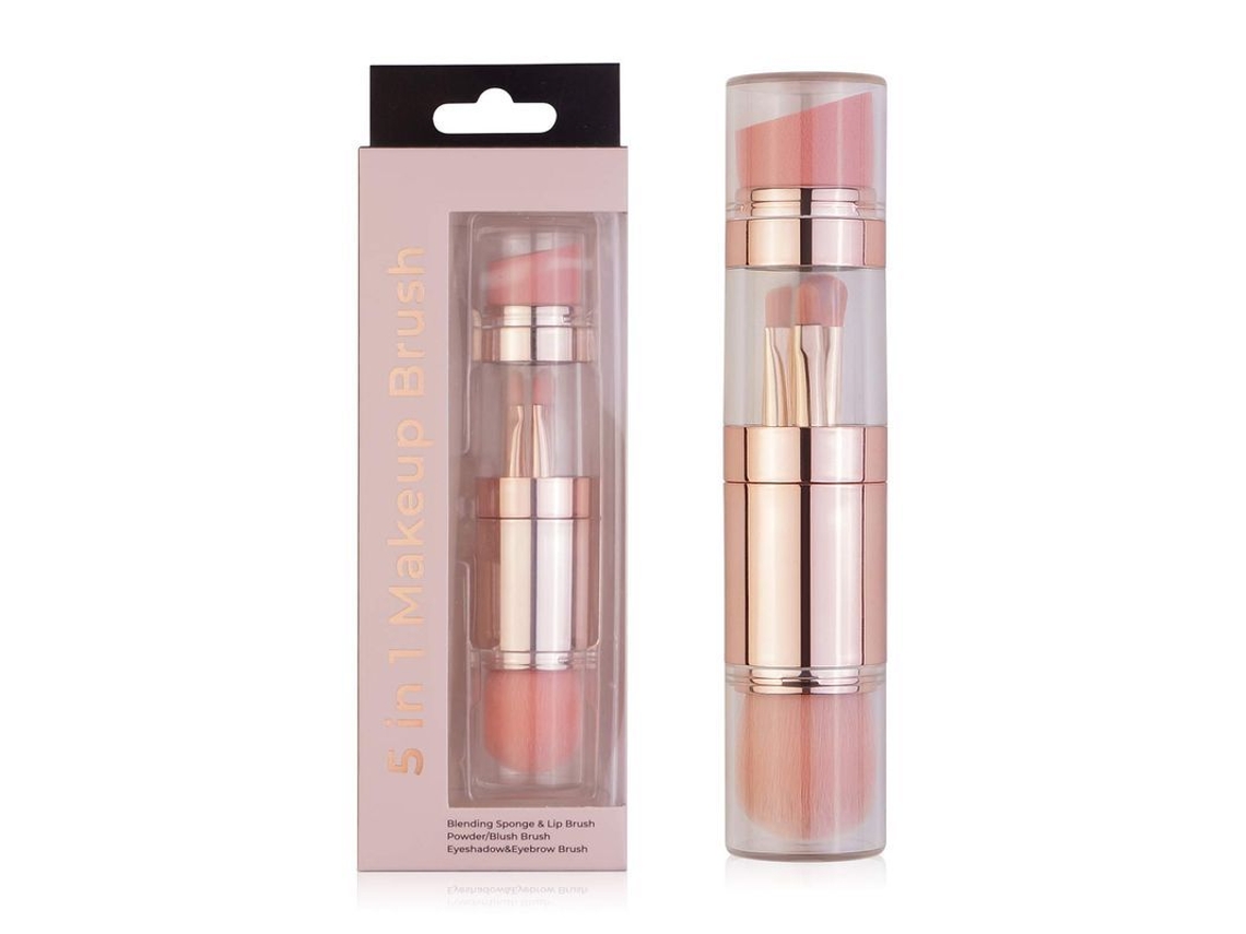 Brocha De Maquillaje Multifuncional 5 En 1: Para Polvos, Sombras De Ojos, Labios, Cejas Y Base De Maquillaje.