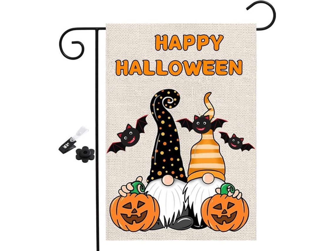 Bandera De Jardín De Halloween, Invierno, Festiva, Farol, Murciélago, Telaraña, 18x12.5 Pulgadas