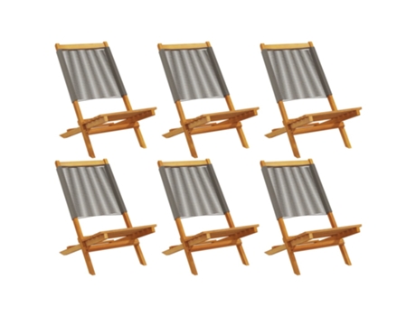 Conjunto 6 Silla De Jardín VIDAXL Gris Madera