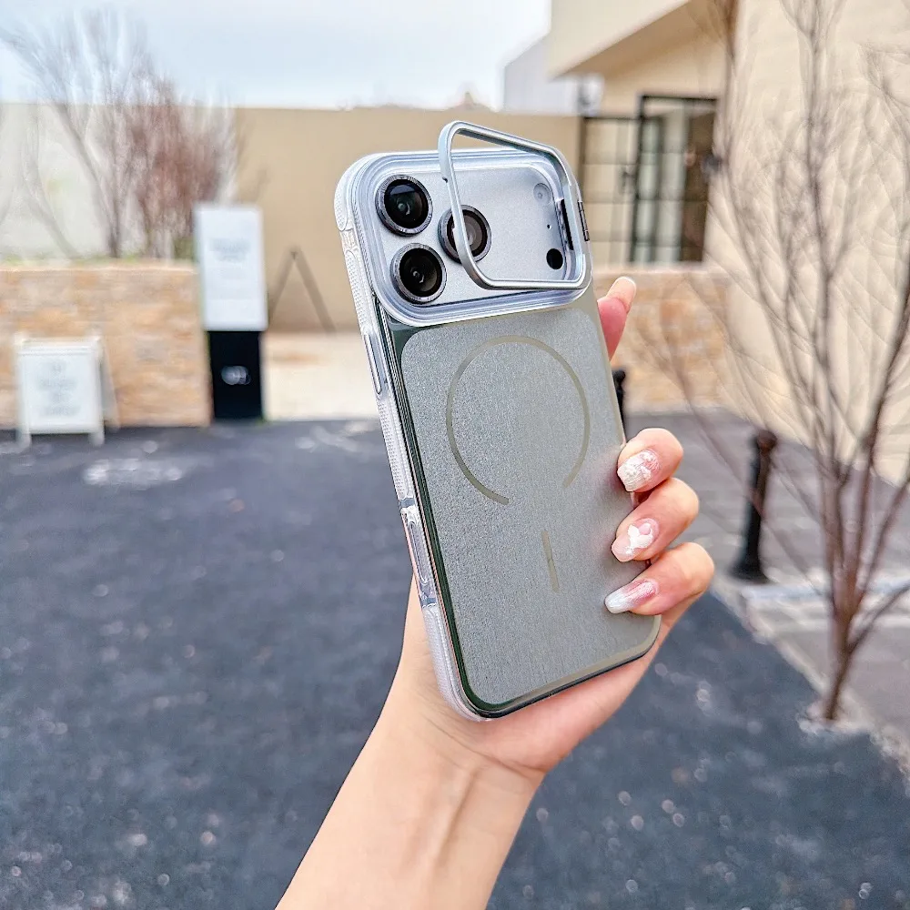 (iphone 12 Pro, Plata) Funda Invisible Con Soporte Magnético Para Iphone, Compatible Con La Carga Inalámbrica Magsafe.