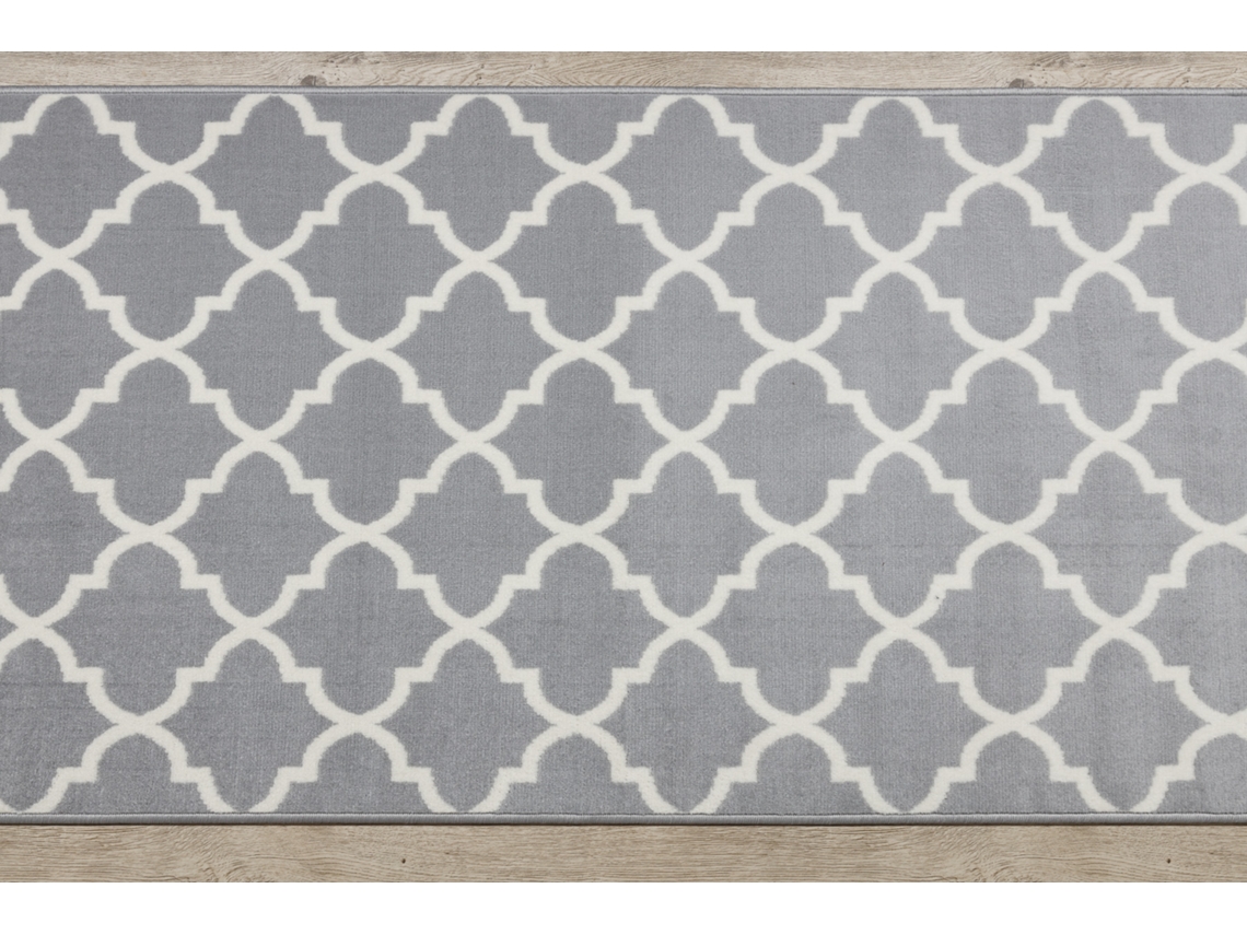 Alfombra de Pasillo Bcf Morad Trelis Espaldera Marroquí Gris/Crema 120 cm
