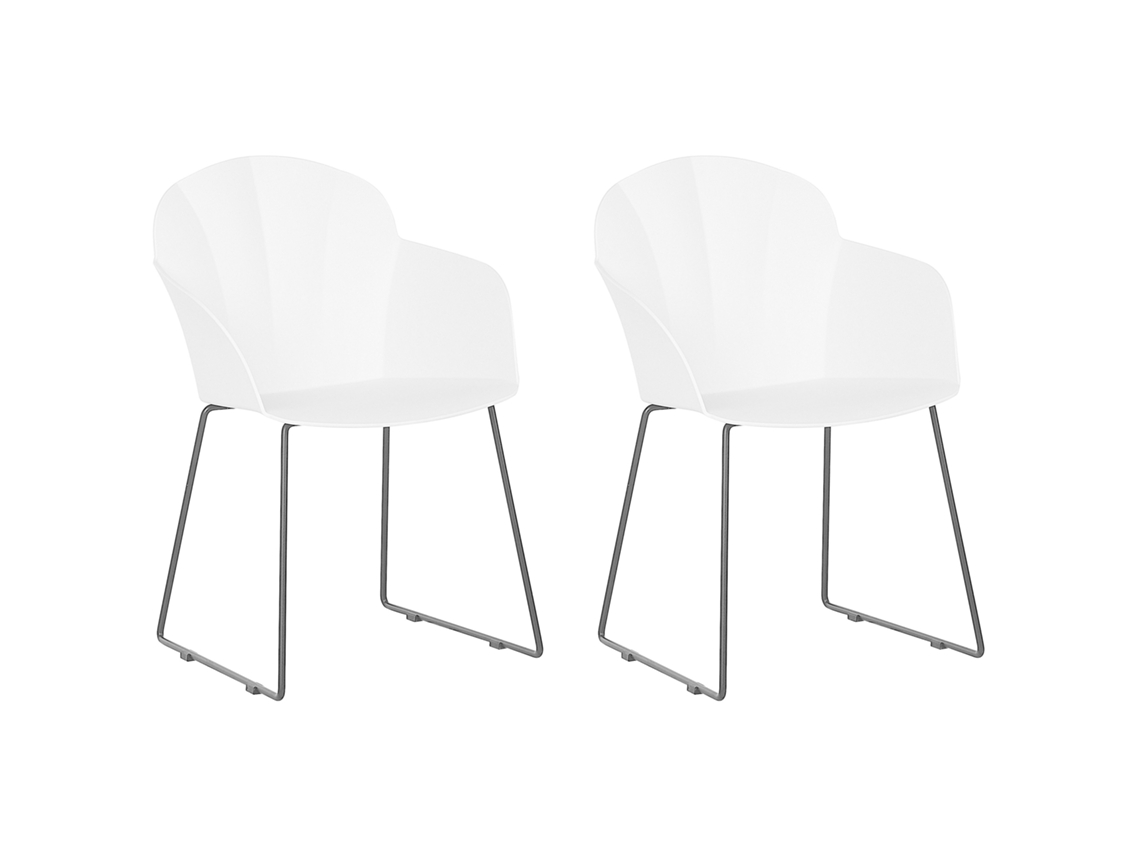Conjunto de 2 cadeiras de jantar de estilo moderno BELIANI Sylva de Material sintético Branco 58x54x85