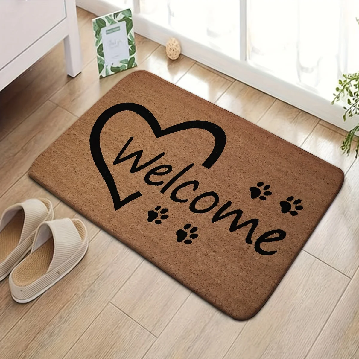 (40x60cm) Felpudo Con Estampado De Garra En Forma De Corazón, Felpudo De Entrada, Antideslizante, Resistente Al Desgaste, Alfombra Lavable A Máquina