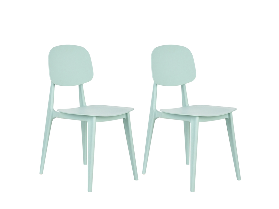 Juego de 2 sillas de comedor de exterior Beliani Kattavia en polipropileno verde 40x49x80cm